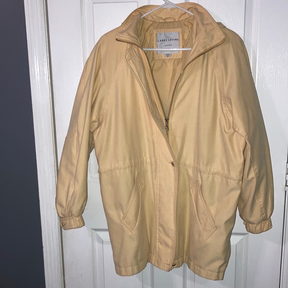 Larry Levine Sport Yellow Lined and Hooded Water Resistant Coat/Jacket